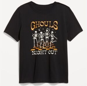 NEW OLD NAVY Halloween Graphic T Shirt Black White Orange Print NWT